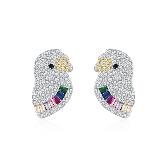 925 Sterling Silver Pamine Color Scheme Parrot Zodiac Stud Earrings