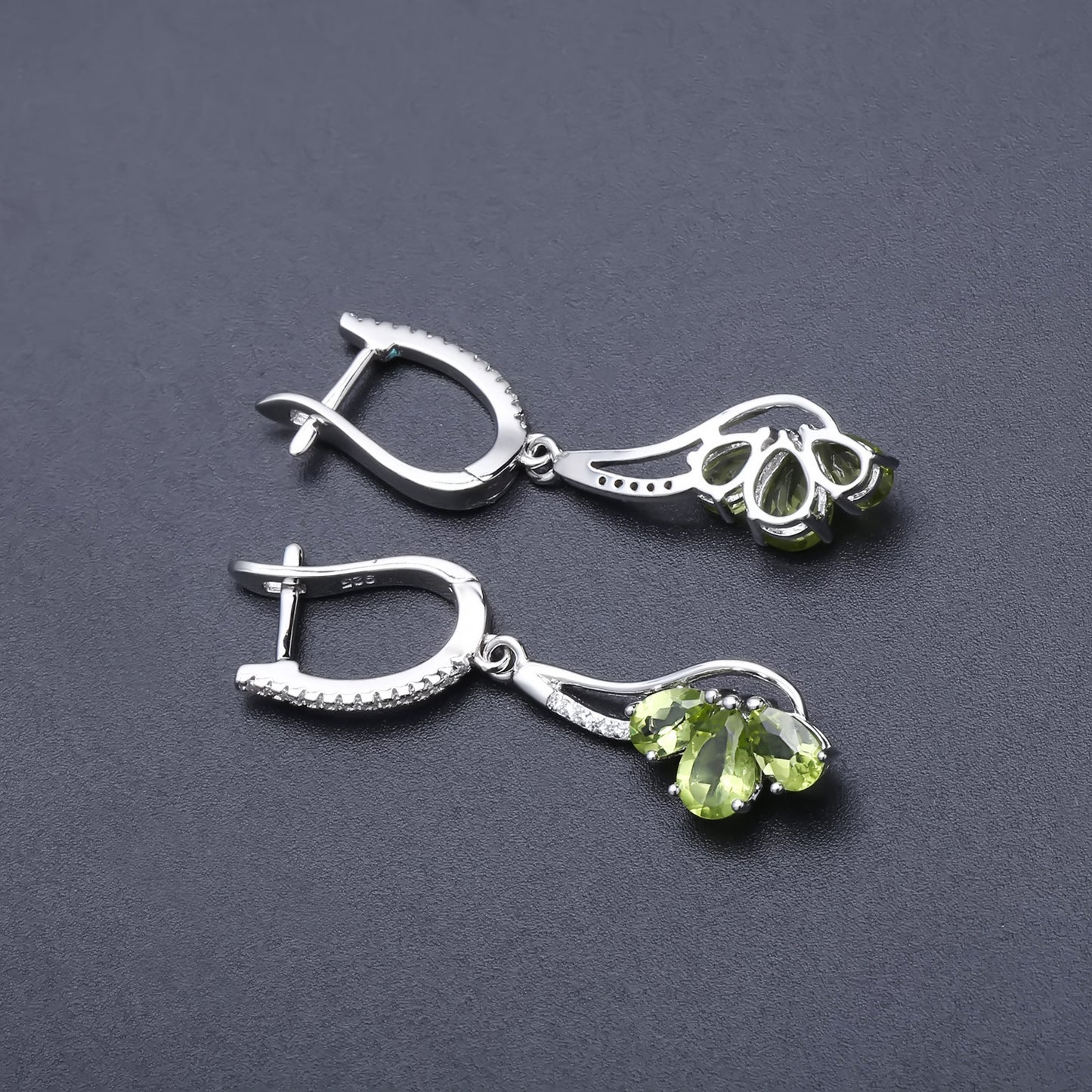 Natural Peridot Hoop Drop Earrings 925 Sterling Silver Engagement Wedding Anniversary Birthday Gift