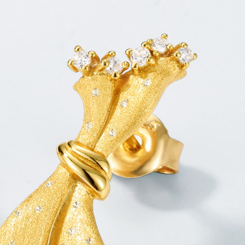 Italian Brushed Craft Skirt Earrings 925 Sterling Silver Gift for Her