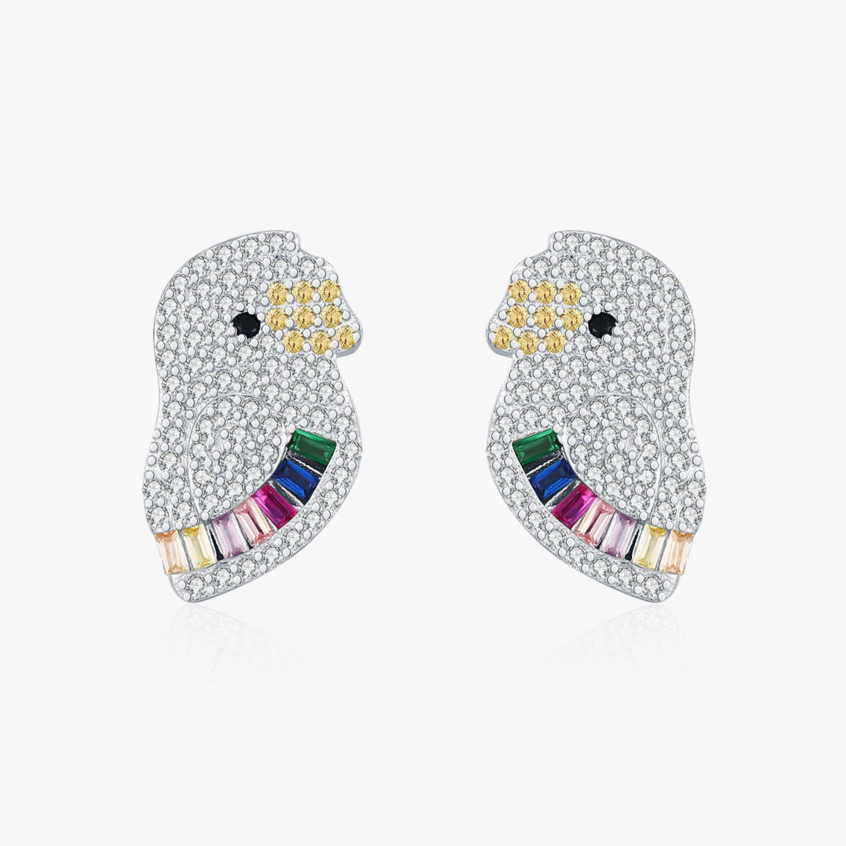 925 Sterling Silver Pamine Color Scheme Parrot Zodiac Stud Earrings