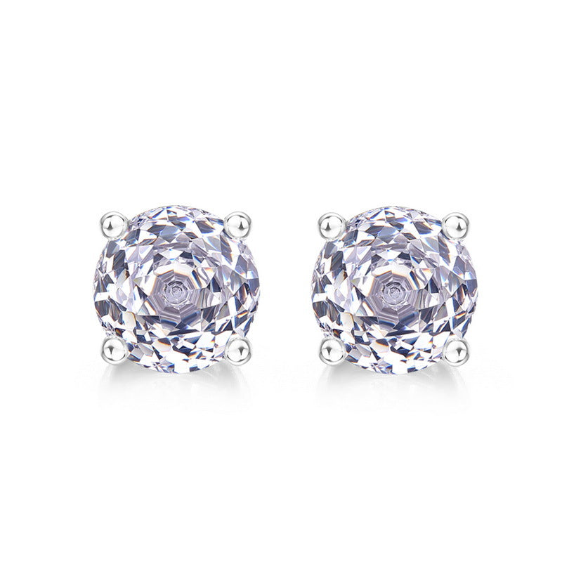 Minimalist Rose Cut Stud Earrings | Pink Cubic Zirconia in 925 Silver