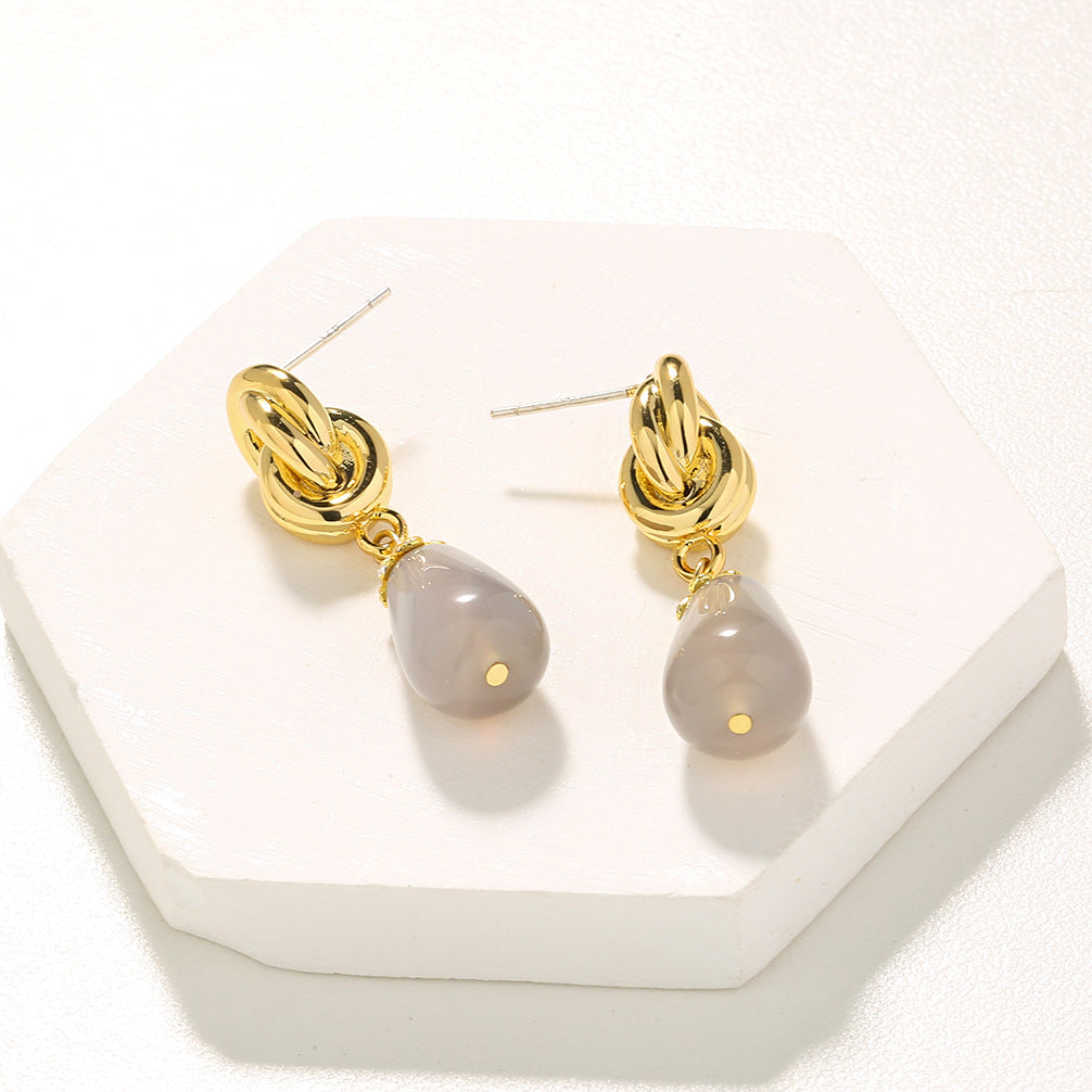 Knot Pearl Drop Earrings Minimalist • Perfect Bride Gift Minimalist Celtic Knot Dangle Stud Earrings