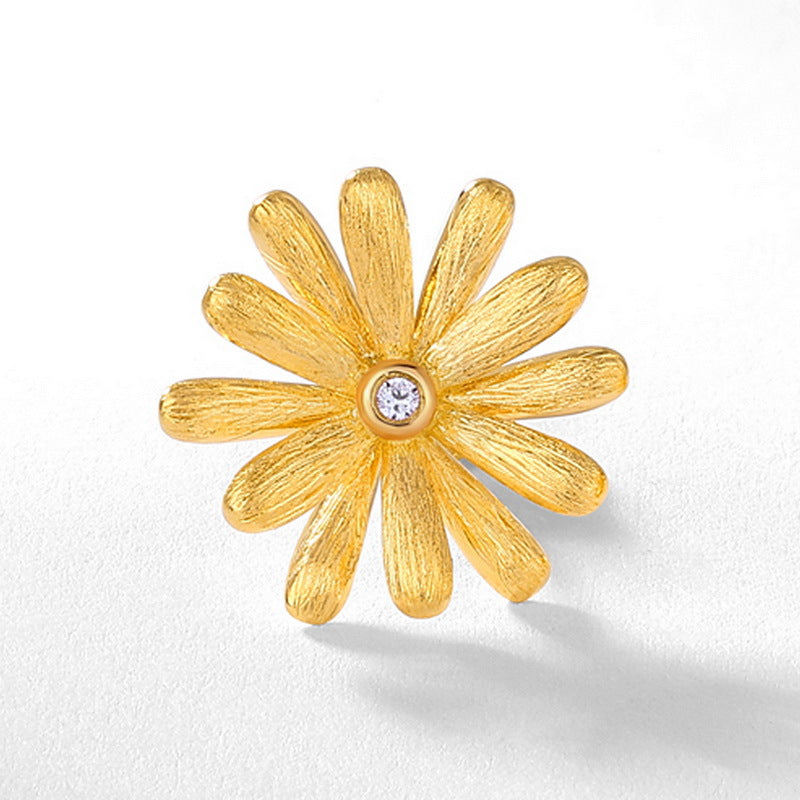Italian Handmade Brushed Daisy Stud Earrings 
