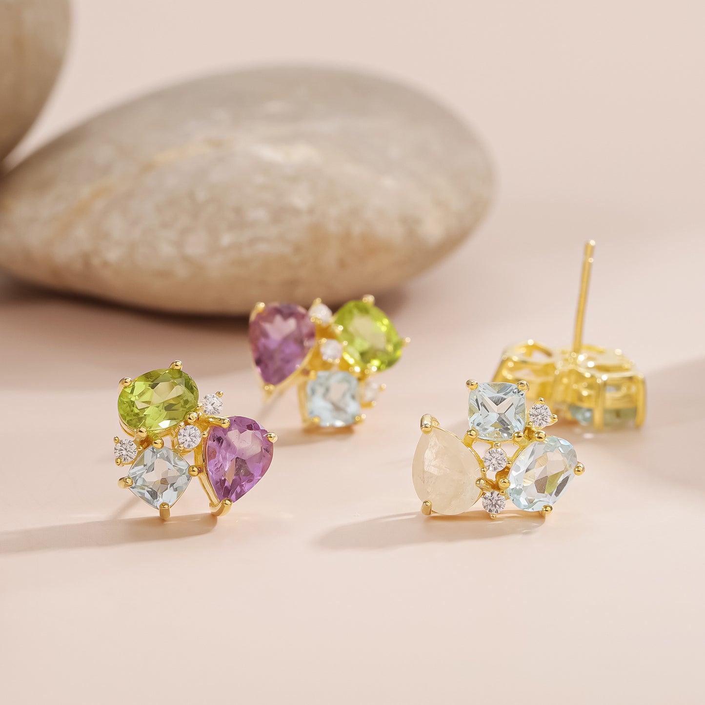 Peridot Natural Topaz Studs 925 Sterling Silver Amethyst Earrings Gift For her