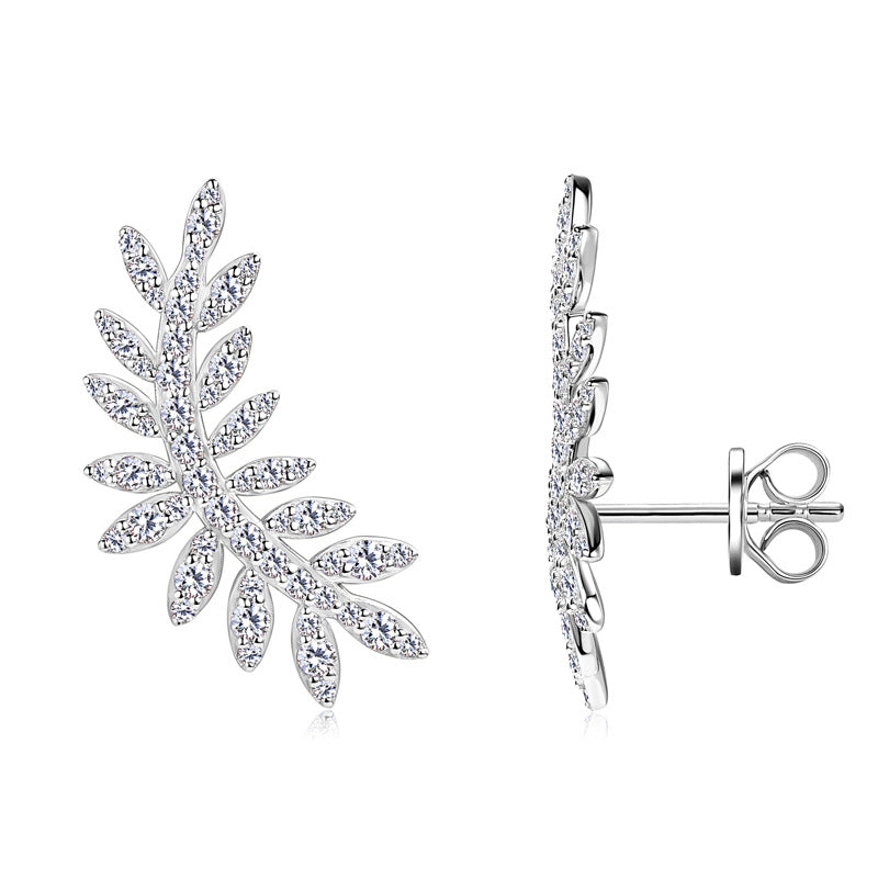 Leaf Moissanite Stud Earrings Women's Earrings 925 Sterling Silver
