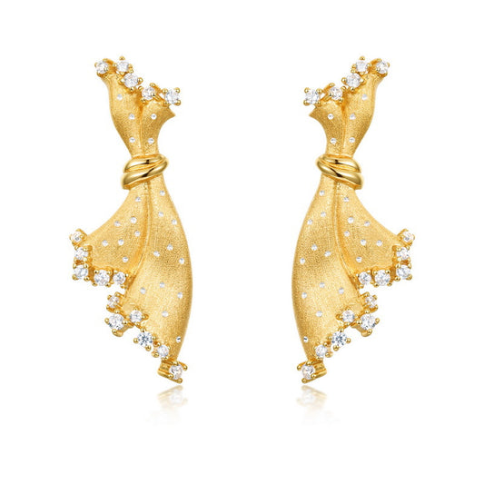 Italian Brushed Craft Skirt Earrings 925 Sterling Silver Gift for Her