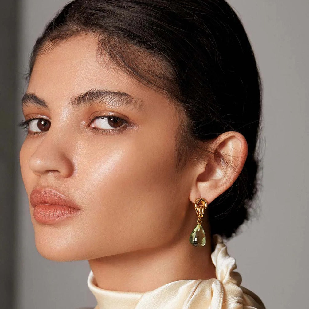 Knot Pearl Drop Earrings Minimalist • Perfect Bride Gift Minimalist Celtic Knot Dangle Stud Earrings