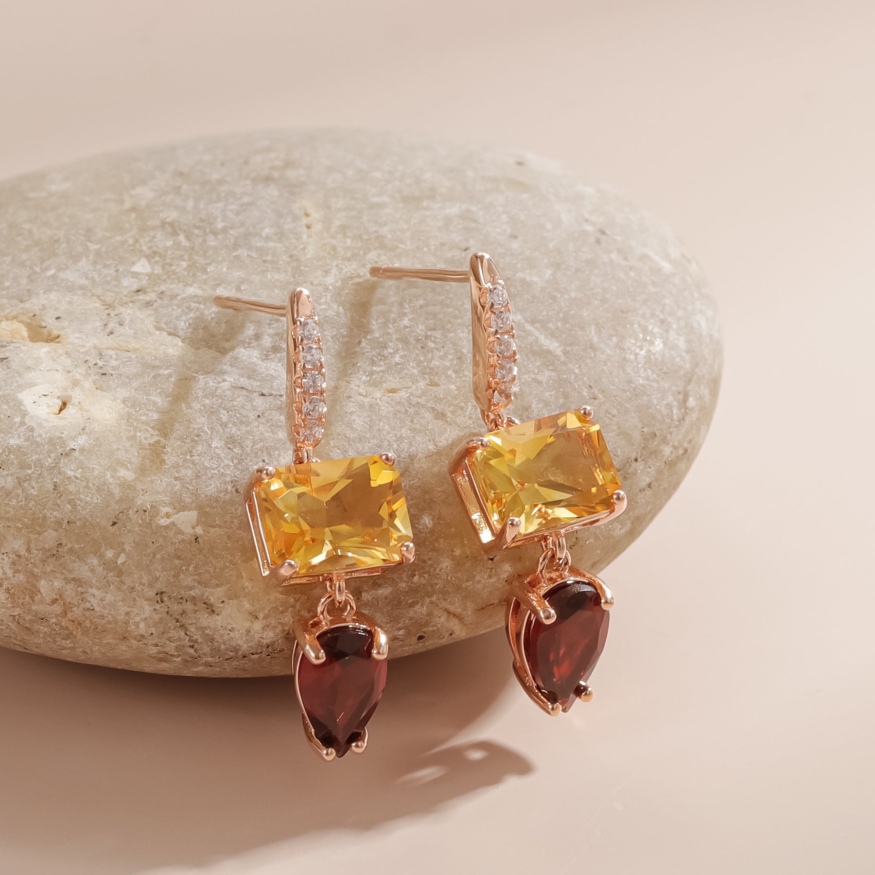 Dainty Natural Citrine Aquatic Agate Studs Earrings 925 Sterling Silver Gift for Her