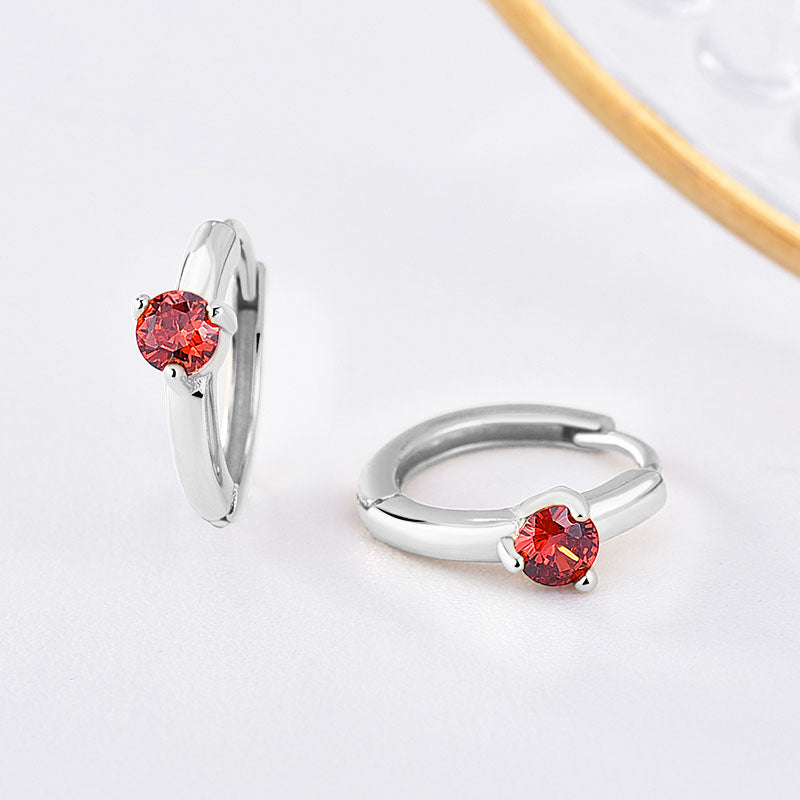 Custom Birthstone Hoop Earrings • Dainty Gold Birthstone Cubic Zirconia Huggie Earrings • Sterling Silver Friendship Jewelry • Best Friend Gift