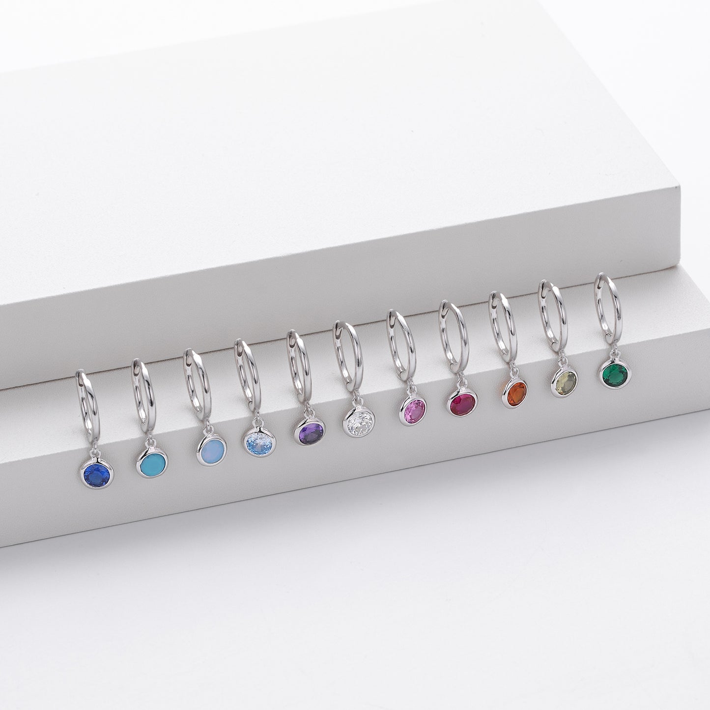 Birthstone Earrings in Sterling Silver Personalized Birthstone Jewelry Birthday Gift, Gift for Her