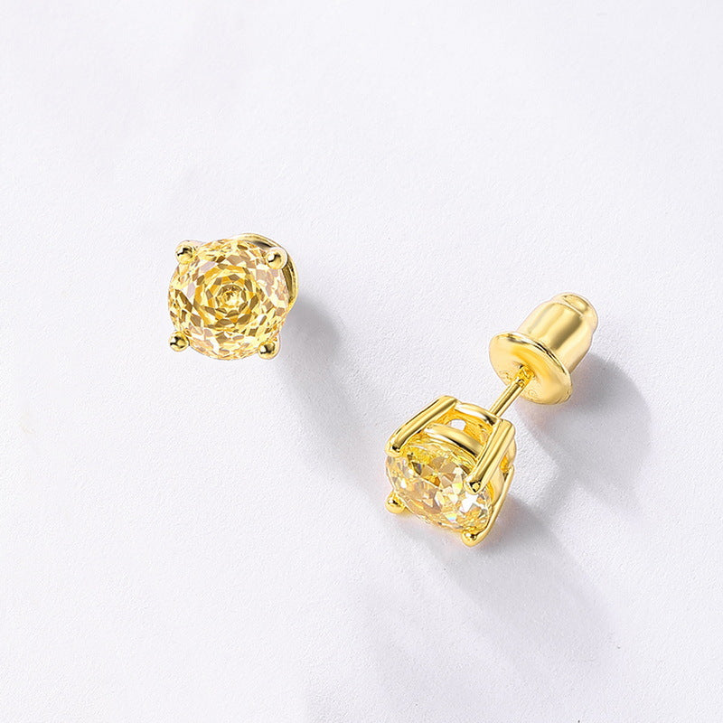 Minimalist Rose Cut Stud Earrings | Pink Cubic Zirconia in 925 Silver