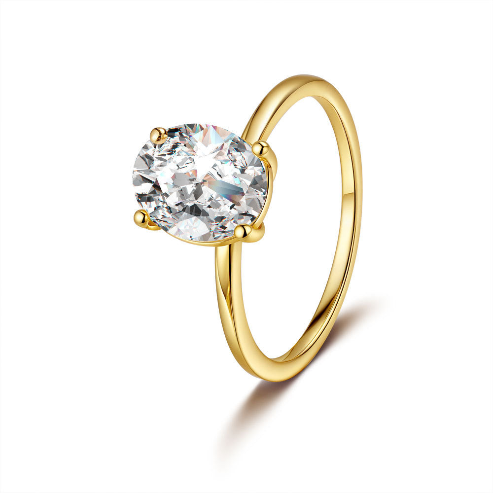 Oval Solitaire Moissanite Engagement Ring 925 Sterling Silver Gift for Her