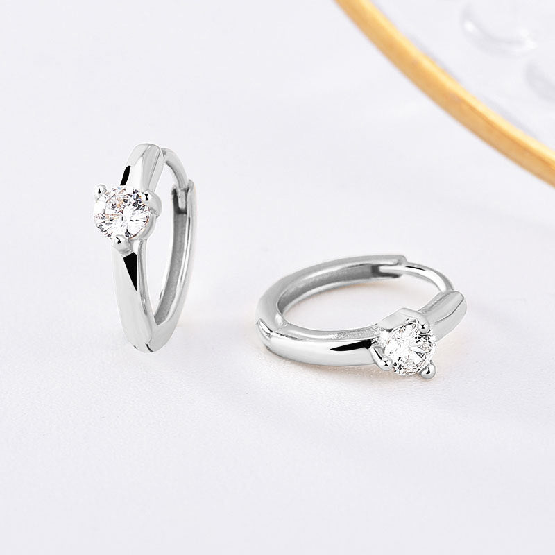 Custom Birthstone Hoop Earrings • Dainty Gold Birthstone Cubic Zirconia Huggie Earrings • Sterling Silver Friendship Jewelry • Best Friend Gift