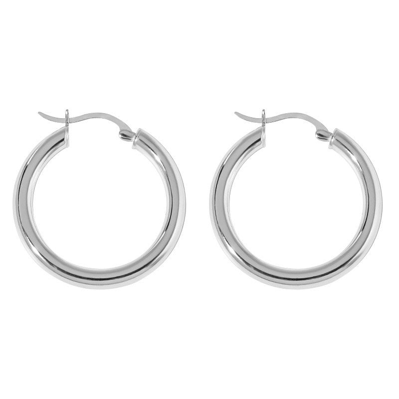 Round Hoop Earrings 925 Sterling Silver Shiny Hoops Handmade with Love