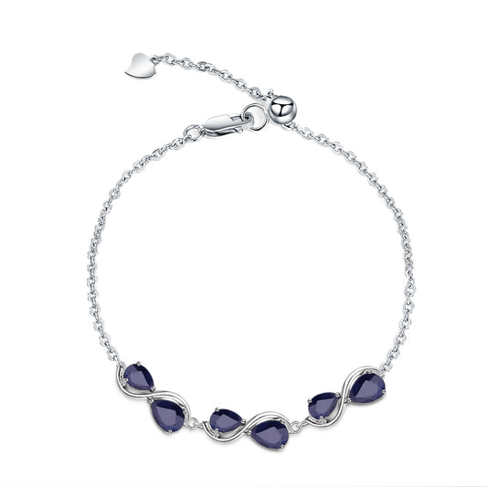 Pear Natural Sapphire Garnet Bracelet 925 Sterling Silver Gift for Her