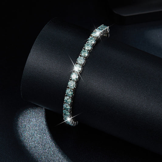 Green Moissanite Tennis Bracelet 925 Silver Chain Gift for Her