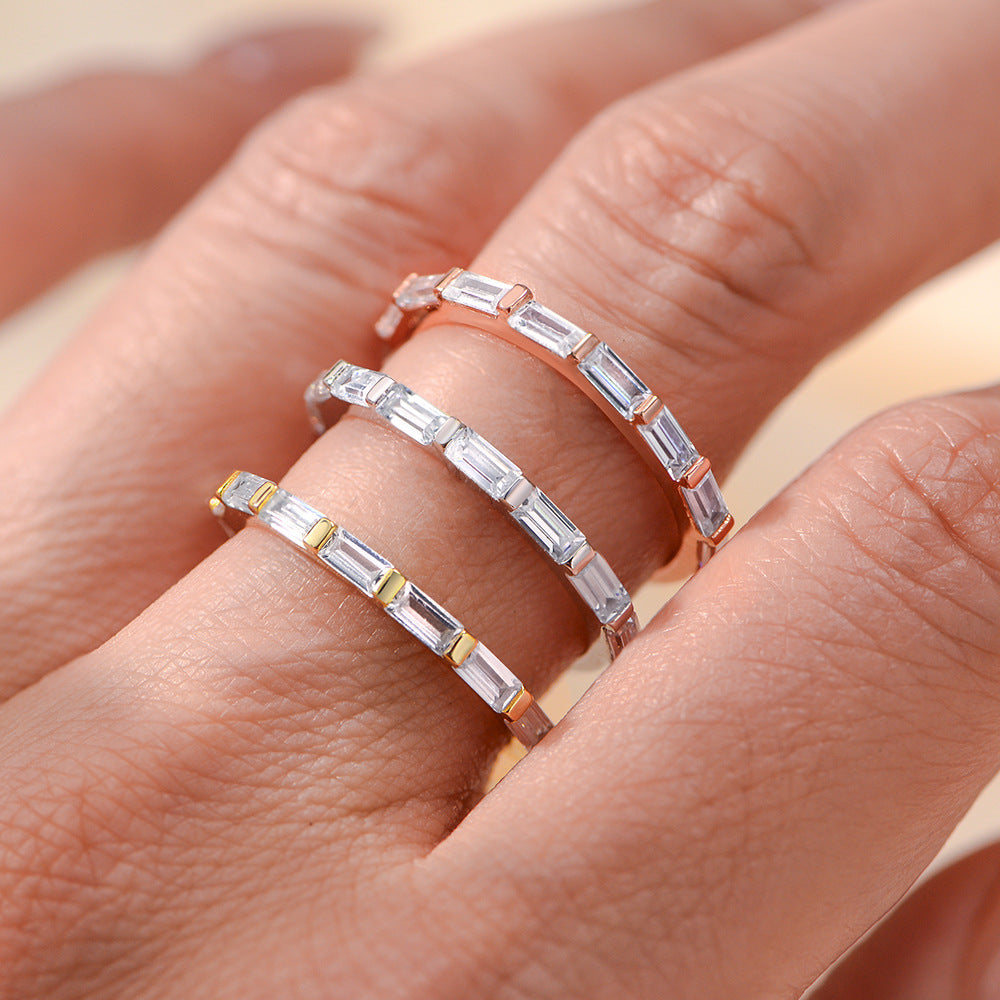 Dainty & Minimalist 7 Baguette CZ Band Ring