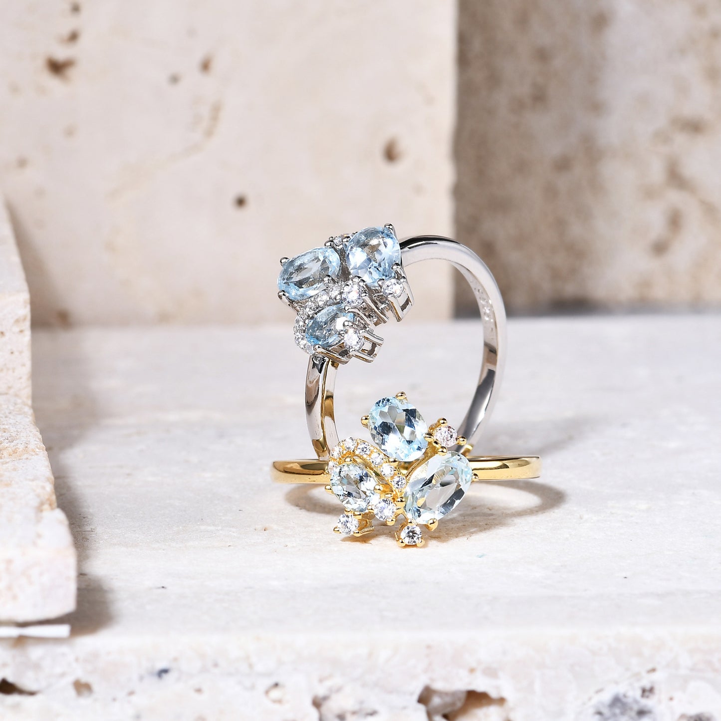 Dainty Natural Topaz Ring 925 Sterling Silver 18k Gold Plated Gift for Her