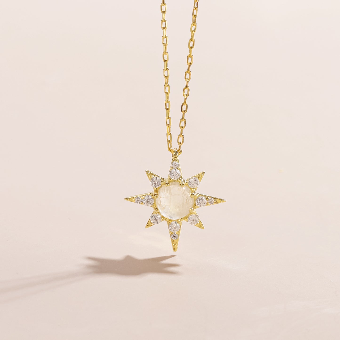 Sun Natural Cream Blue Moonstone Pendant Necklace 925 Sterling Silver Birthday Gift