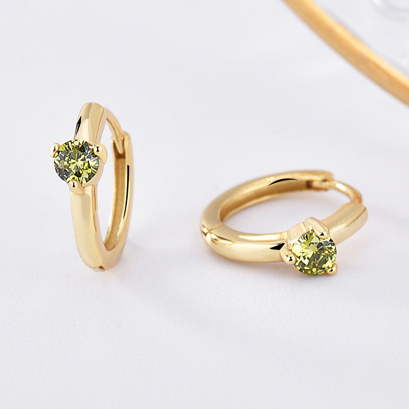 Custom Birthstone Hoop Earrings • Dainty Gold Birthstone Cubic Zirconia Huggie Earrings • Sterling Silver Friendship Jewelry • Best Friend Gift