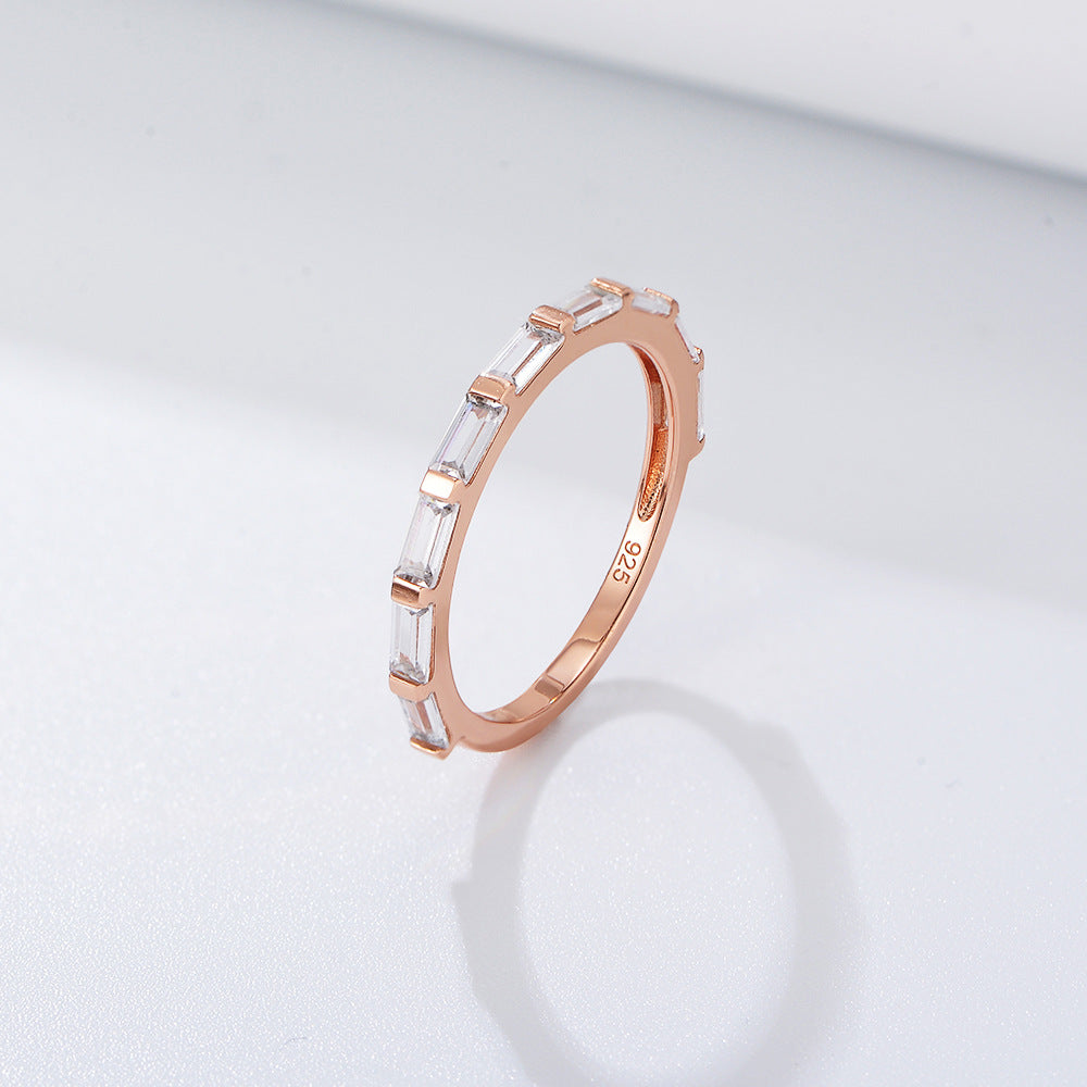 Dainty & Minimalist 7 Baguette CZ Band Ring