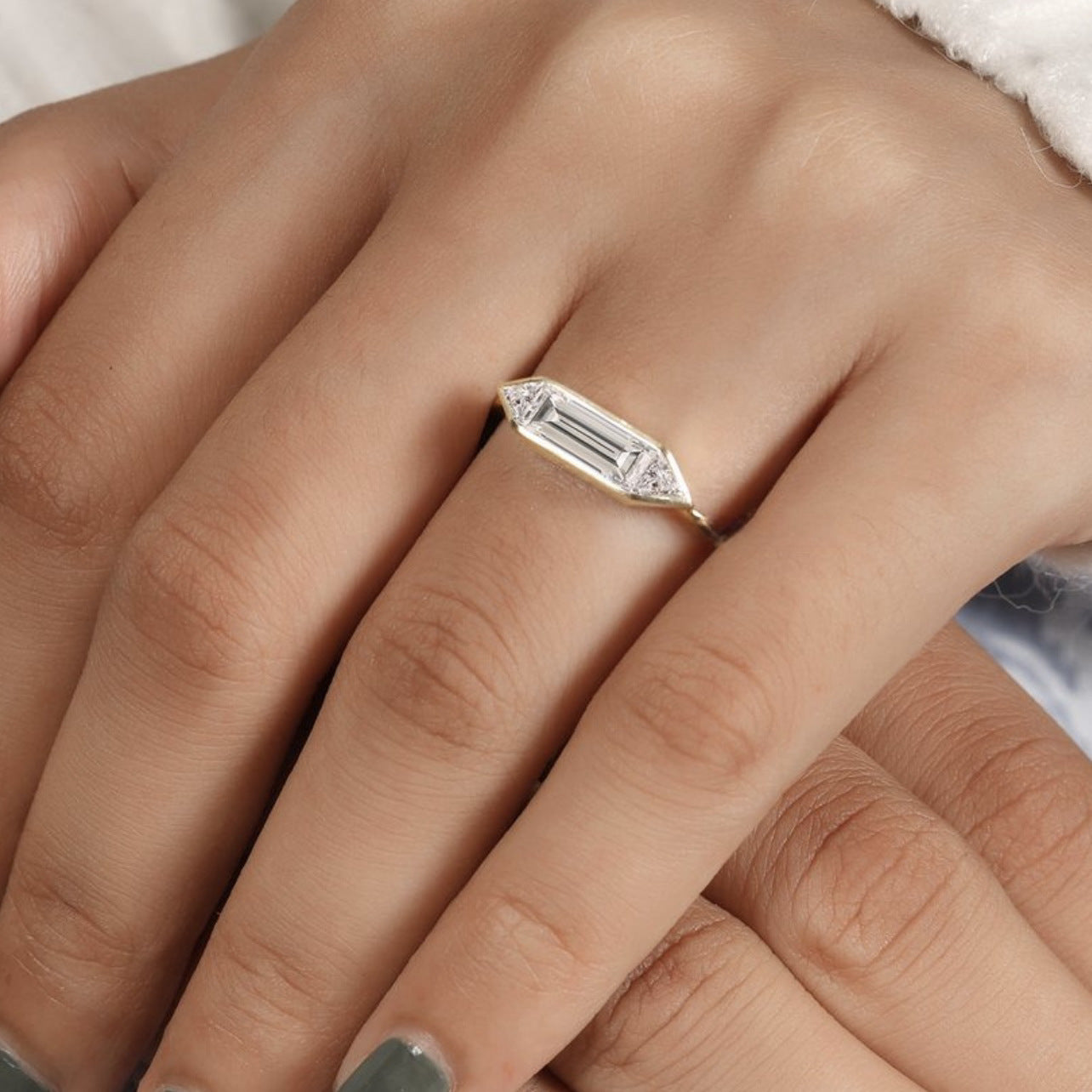 Moissanite Minimalist Ring 925 Silver Geometric Jewelry Gift for Her