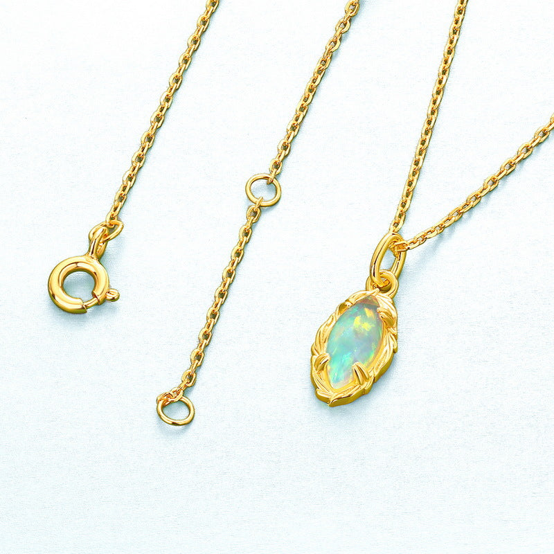Marquise Opal Mecklace, Marquise Opal, Opal Necklace, Dainty Opal Necklace in Silver, Promise Necklace, Opal Necklace Gold