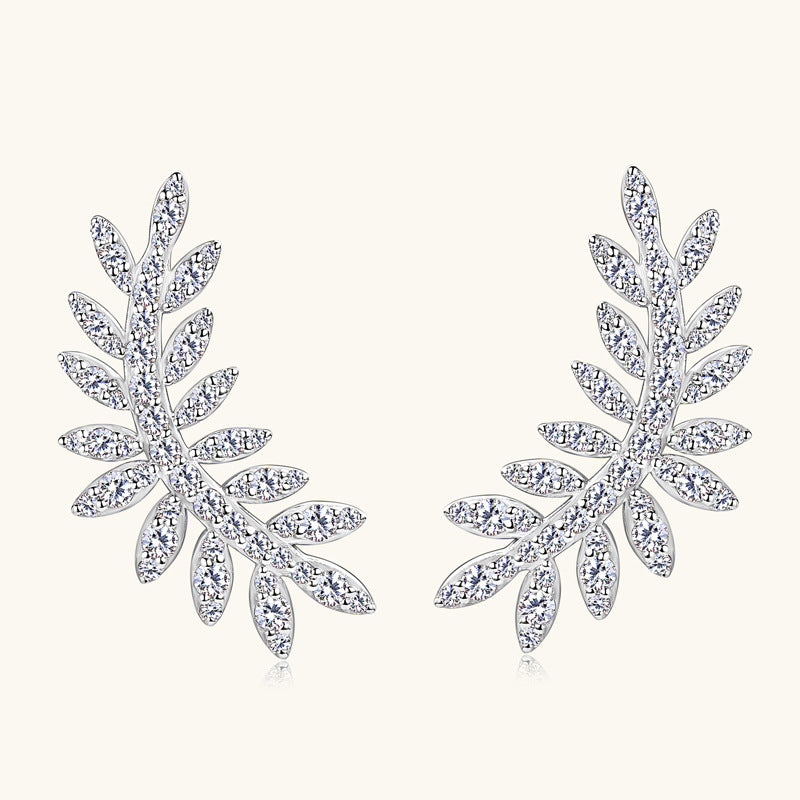 Leaf Moissanite Stud Earrings Women's Earrings 925 Sterling Silver