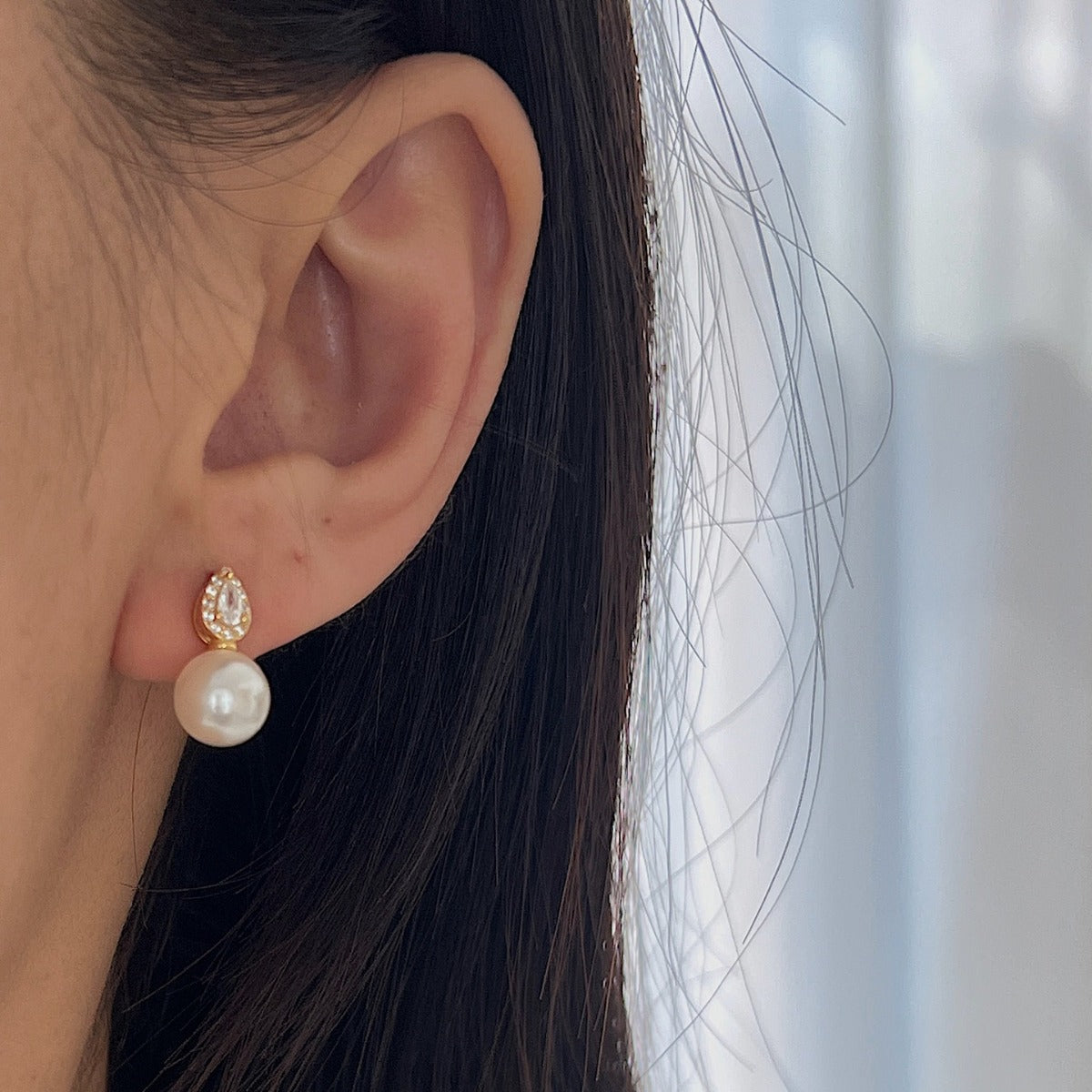 Sterling Silver Pearl Stud Earrings Drop Wedding Bridal Engagement Gift for Mom