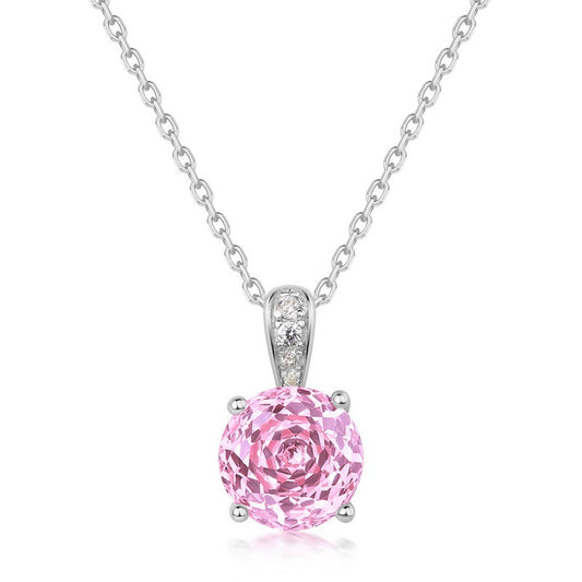 Rose Cut Zircon Pendant Necklace in 18K Gold Plated Sterling Silver