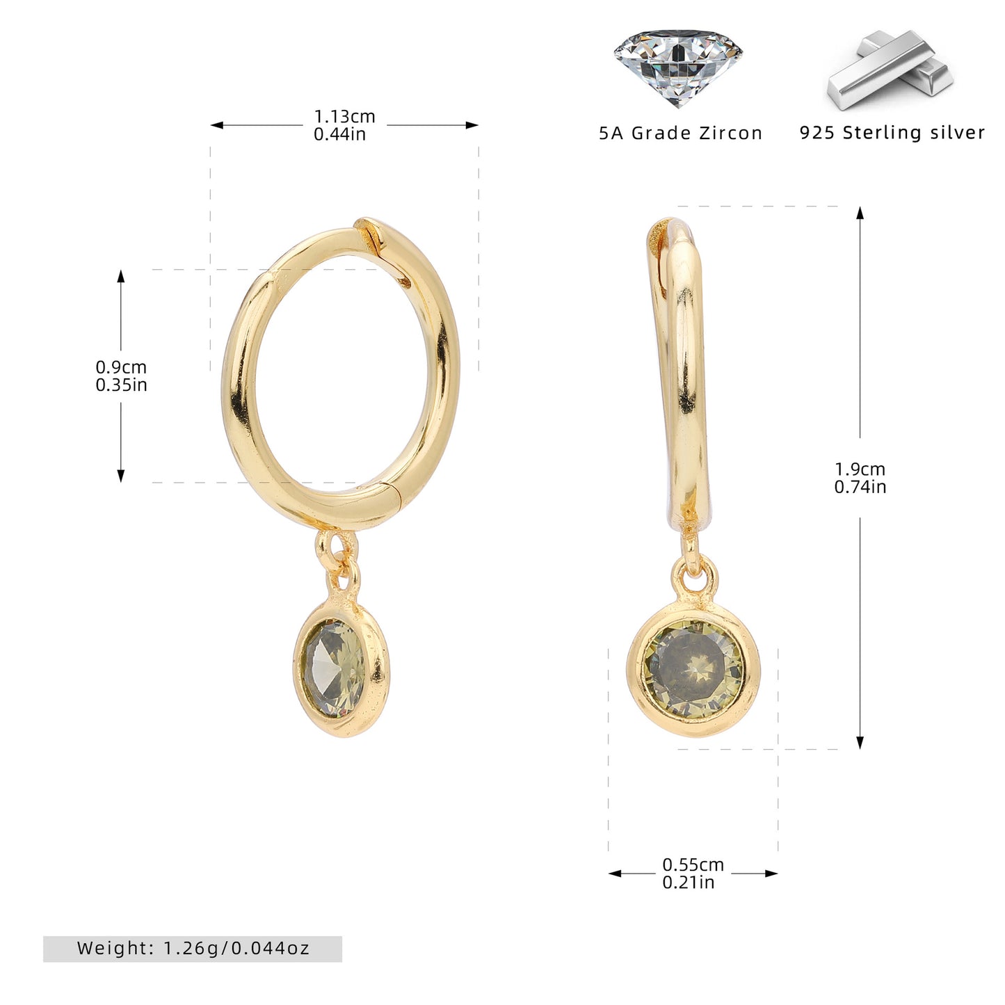 Birthstone Earrings in Sterling Silver Personalized Birthstone Jewelry Birthday Gift, Gift for Her