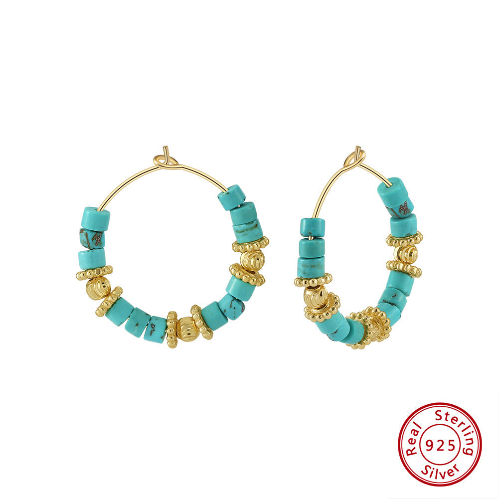 Boho Turquoise Hoop Earrings