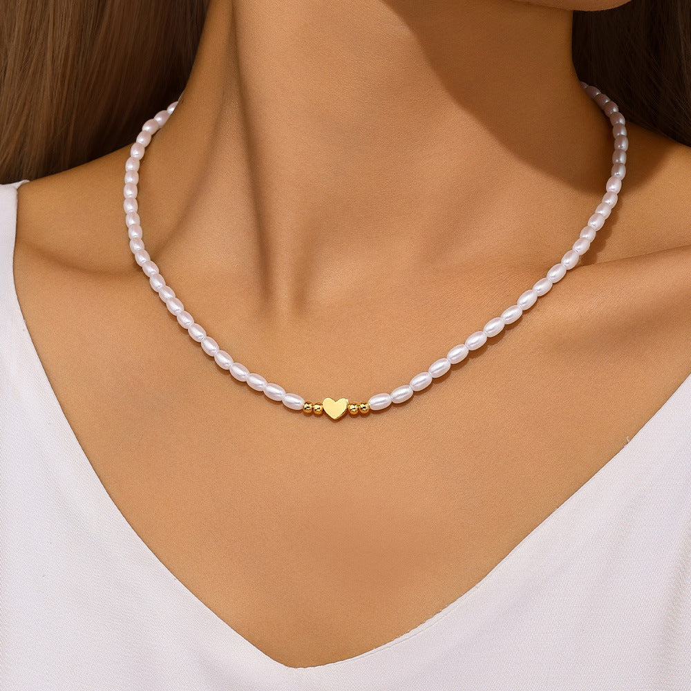 Natural Pearl Necklace with Gold Heart Star Moon Charm, Love Necklace, Freshwater Pearl Pendant, Pearl Pendant, Christmast Gift for Her, Gift for Mom