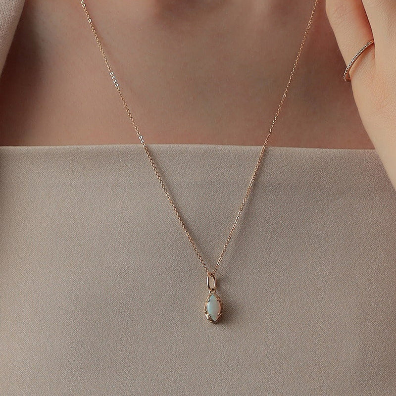 Marquise Opal Mecklace, Marquise Opal, Opal Necklace, Dainty Opal Necklace in Silver, Promise Necklace, Opal Necklace Gold
