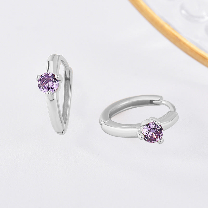 Custom Birthstone Hoop Earrings • Dainty Gold Birthstone Cubic Zirconia Huggie Earrings • Sterling Silver Friendship Jewelry • Best Friend Gift