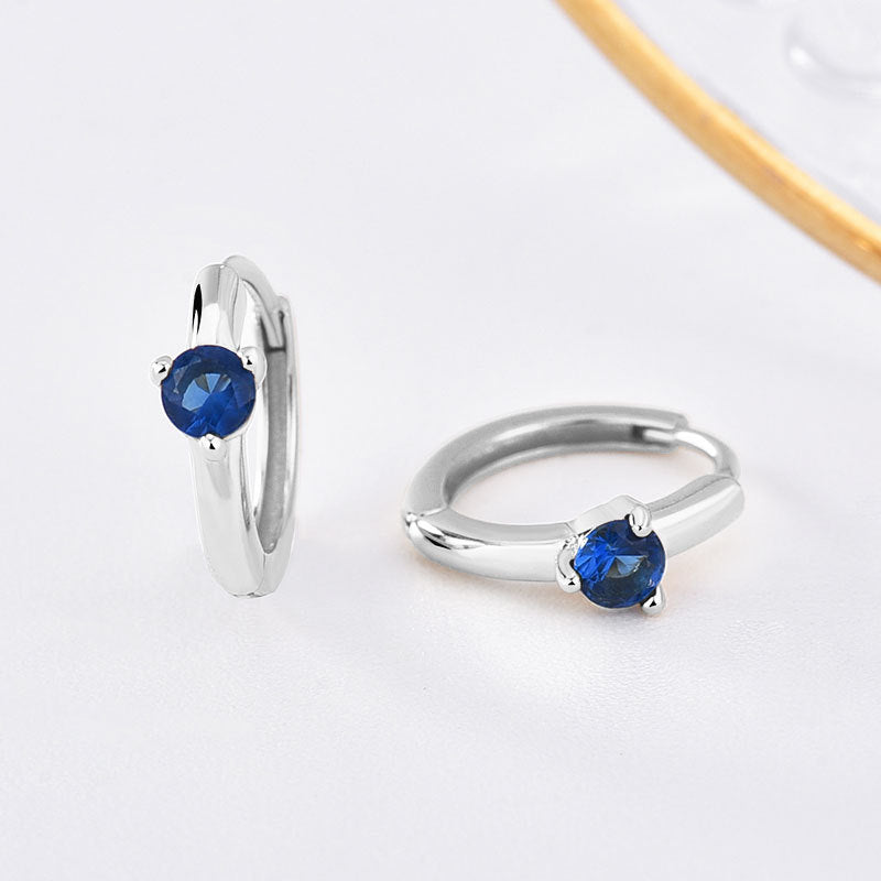 Custom Birthstone Hoop Earrings • Dainty Gold Birthstone Cubic Zirconia Huggie Earrings • Sterling Silver Friendship Jewelry • Best Friend Gift