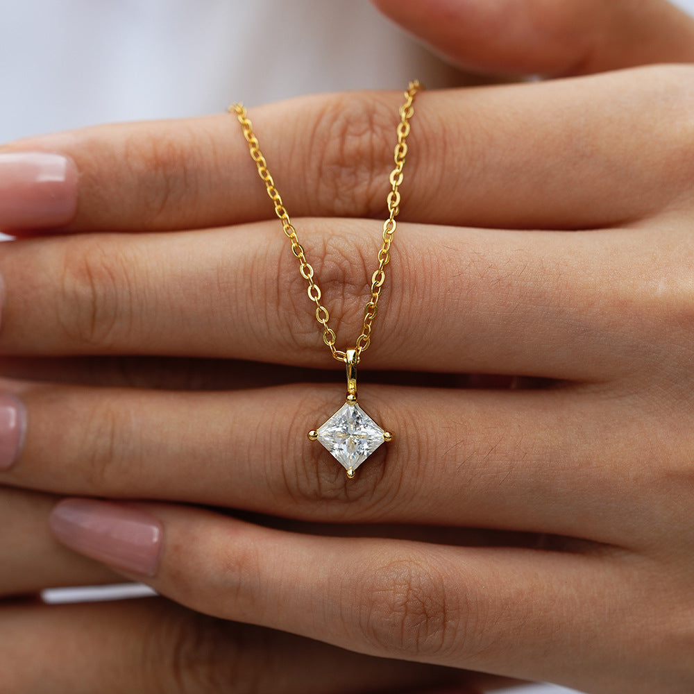 Princess Cut Mossanite Necklace