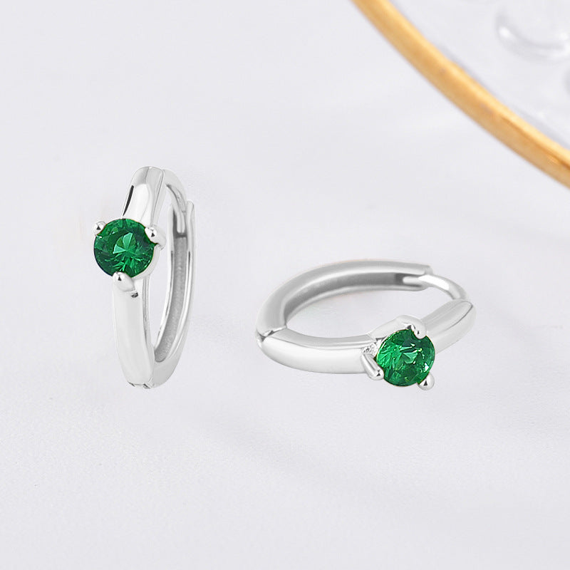 Custom Birthstone Hoop Earrings • Dainty Gold Birthstone Cubic Zirconia Huggie Earrings • Sterling Silver Friendship Jewelry • Best Friend Gift