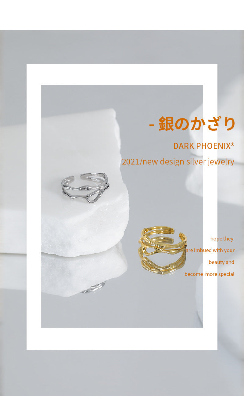925 Sterling Silver Wave Ring - Boho Style Jewelry
