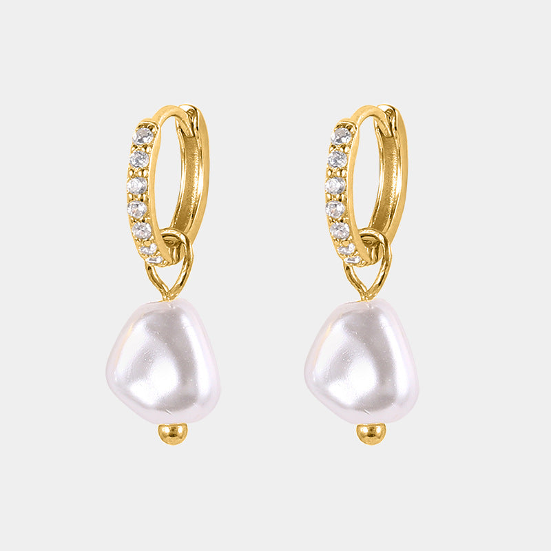 Natural Freshwater Pearl Earrings Hoop Dangle Huggie Wedding Bridal Gift