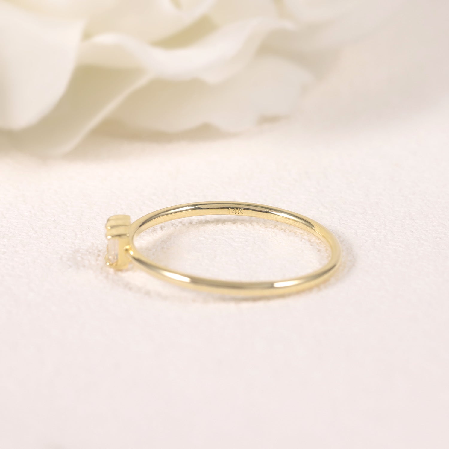 Three Stone Baguette Cut Moissanite Promise Ring Minimalist Engagement Gift for Her