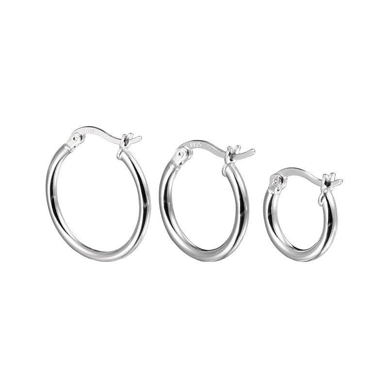 Round Hoop Earrings 925 Sterling Silver Shiny Hoops Handmade with Love