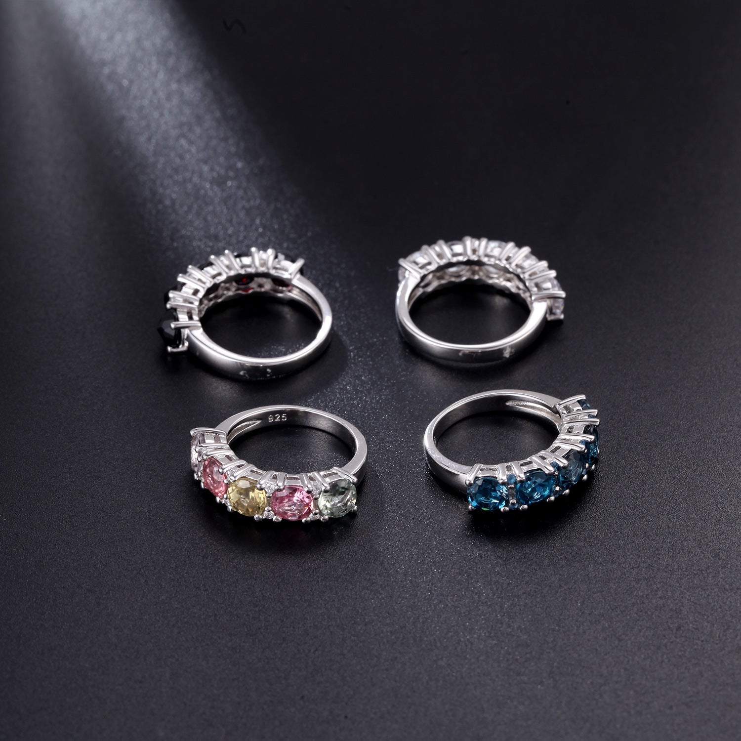 Half Eternity Ring Topaz Tourmaline Garnet Opal Engagement Anniversary Christmas Gift