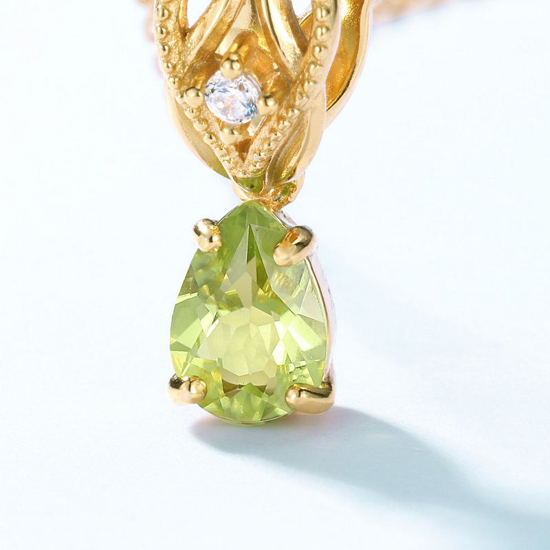 Genuine Pear Peridot Necklace Minimalist Necklace August Birthstone Gift for Women