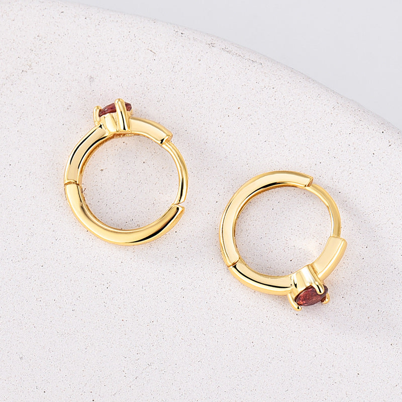 Custom Birthstone Hoop Earrings • Dainty Gold Birthstone Cubic Zirconia Huggie Earrings • Sterling Silver Friendship Jewelry • Best Friend Gift