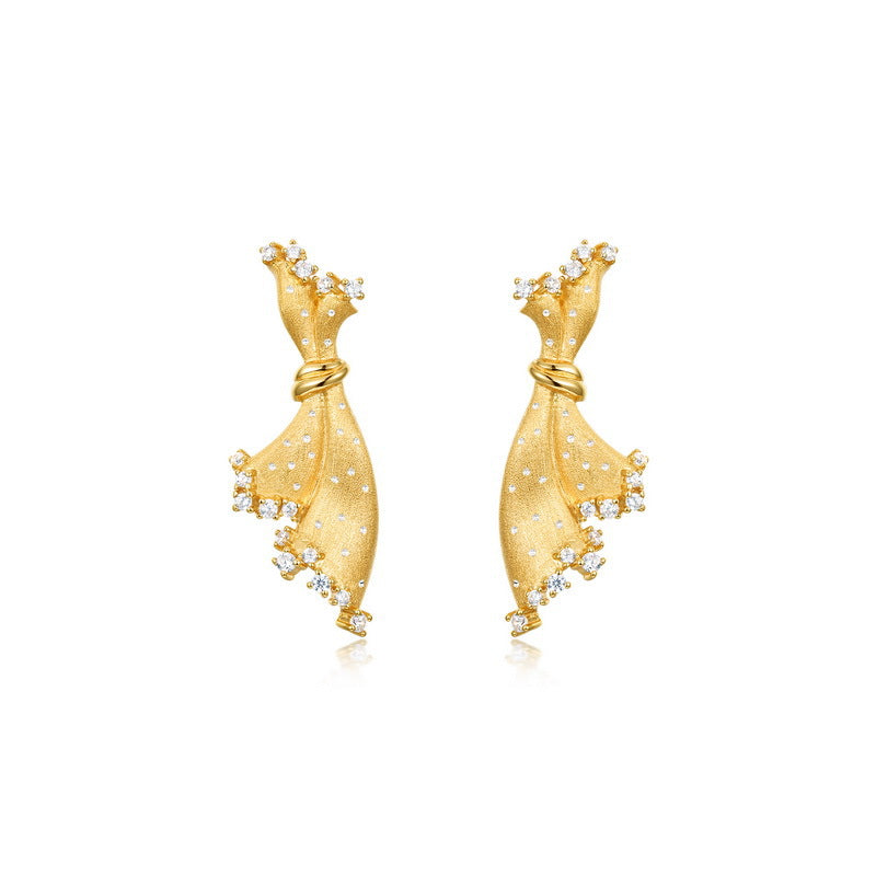 Italian Brushed Craft Skirt Earrings 925 Sterling Silver Gift for Her