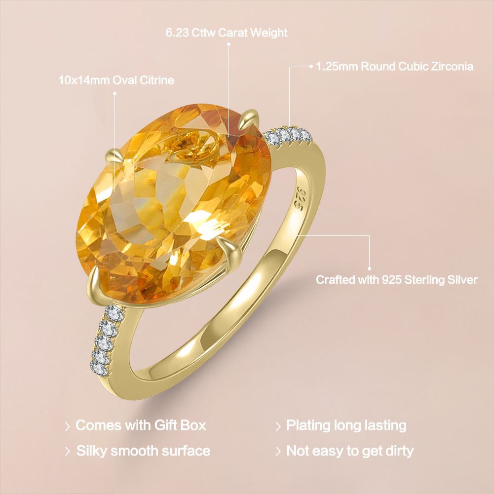 Oval Natural Topaz Amethyst Solitaire Ring 925 Sterling Silver Engagement Wedding Anniversary Gift