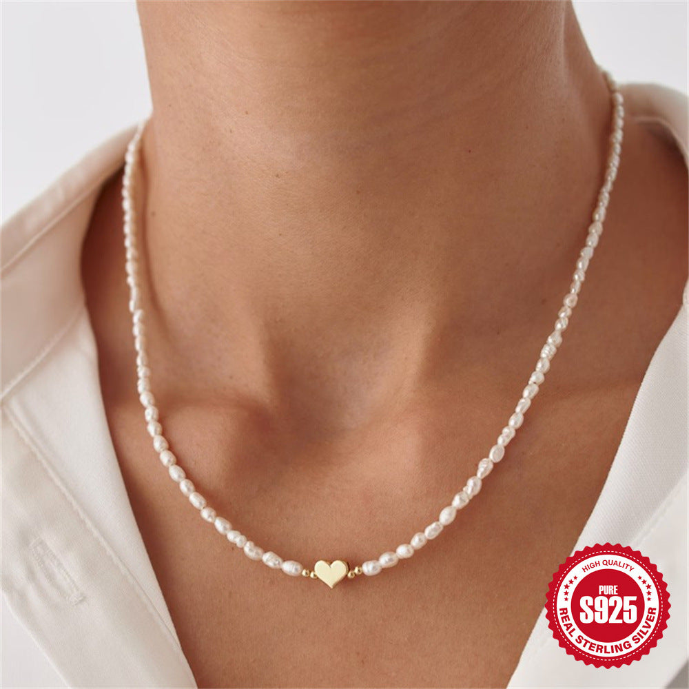 Natural Pearl Necklace with Gold Heart Star Moon Charm, Love Necklace, Freshwater Pearl Pendant, Pearl Pendant, Christmast Gift for Her, Gift for Mom