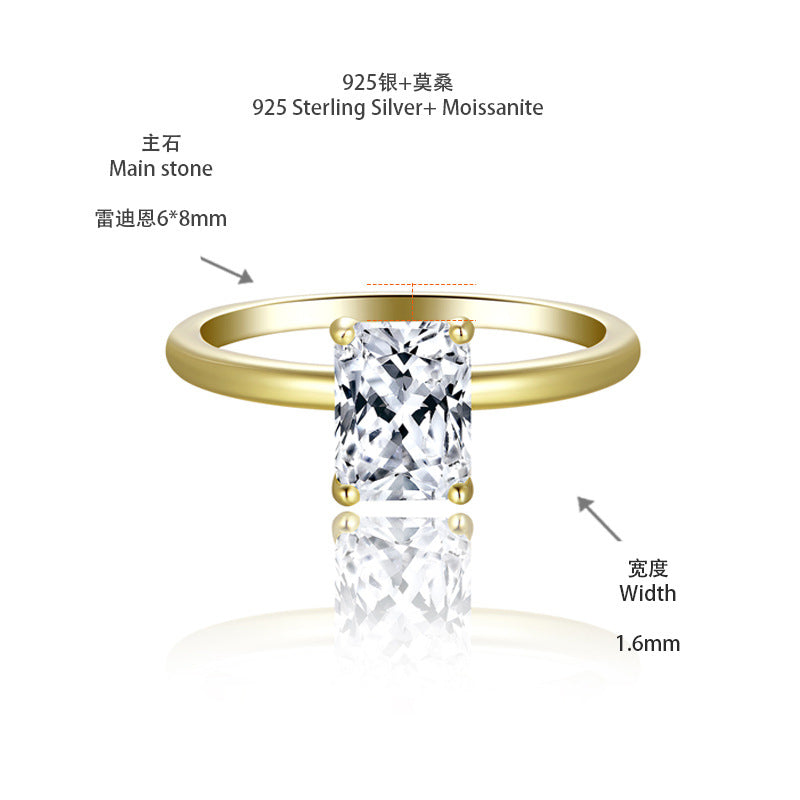 Moissanite Four leaf Clover Silver Ring 18k Gold Plated Wedding Ring Women's Stacked Wearing Case