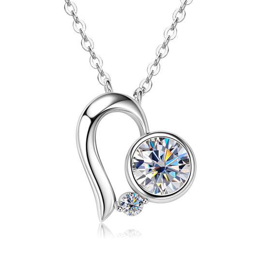Dainty Heart Moissanite Sterling Silver Necklace Bridesmaid Gift for Her